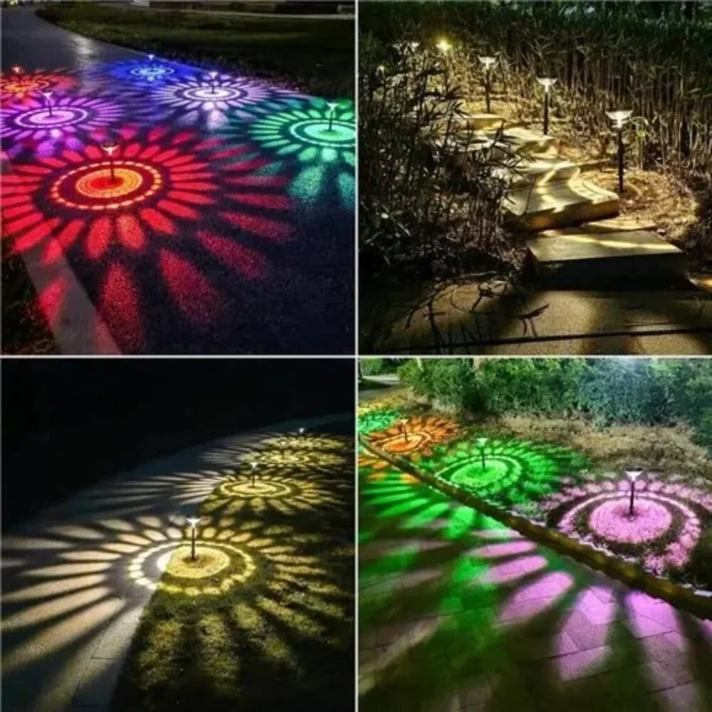 Bright Solar Pathway Lights 6 Pack,Color Changing+Warm White LED Solar Lights